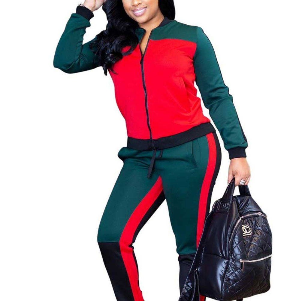 Chic Mixed color Two Piece Pants Set
